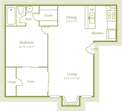 1BR/1BA floor plan